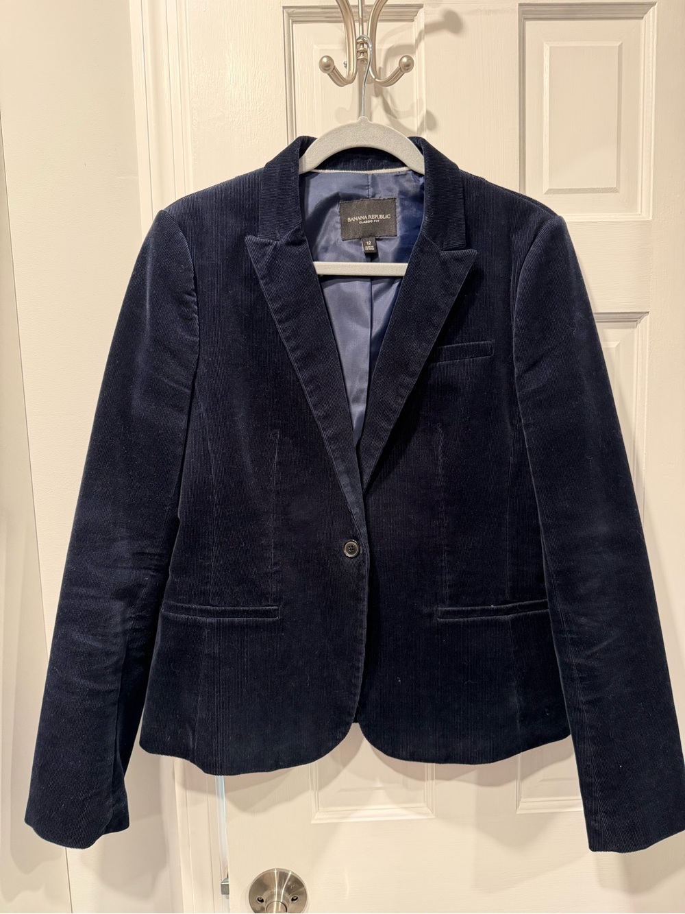 Banana Republic Navy Corduroy Single-Button Blazer
